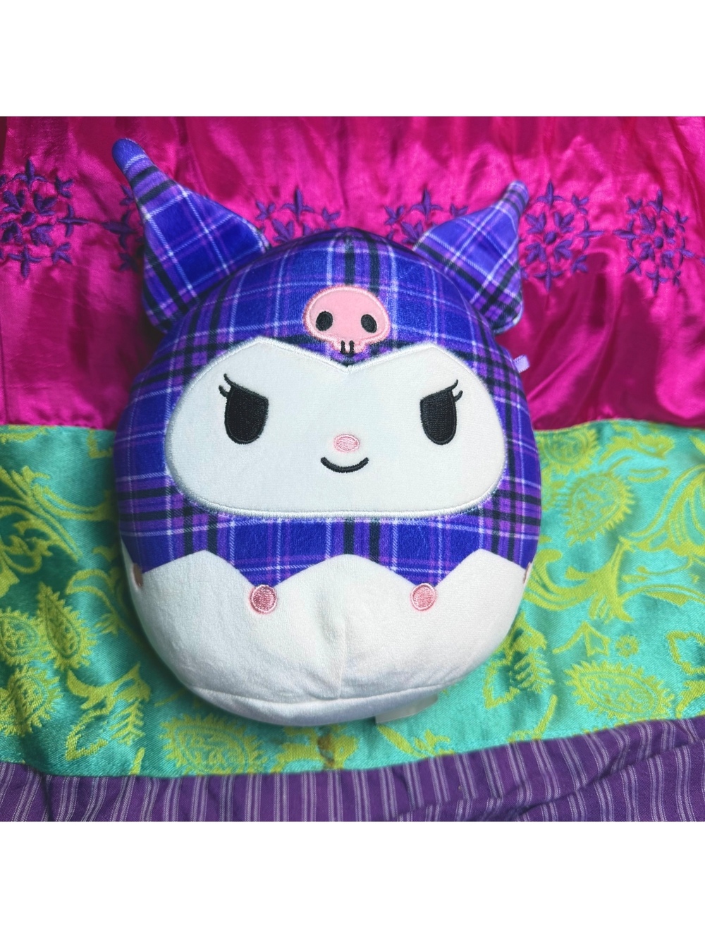 Kuromi Sanrio Squishmallow 8” Plaid Plush